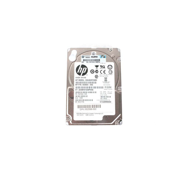 693569-002 HP 450GB 10000RPM SAS 6Gb/s Dual Port Hot-Pluggable Dual Port SFF 2.5-inch Enterprise Hard Drive