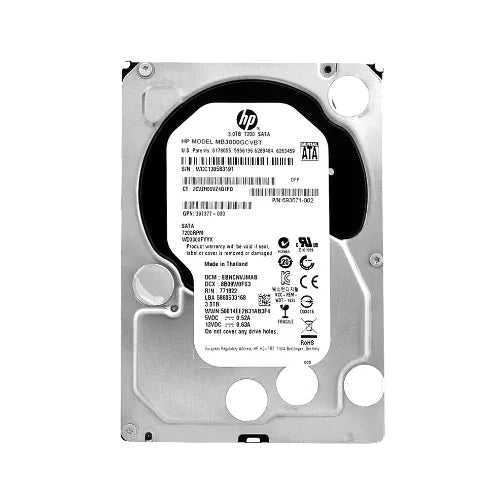 693671-002-GEN - HP 3TB 7200RPM SATA 6Gb/s Hot-Swappable 512n 3.5-Inch Midline Hard Drive for ProLiant Servers