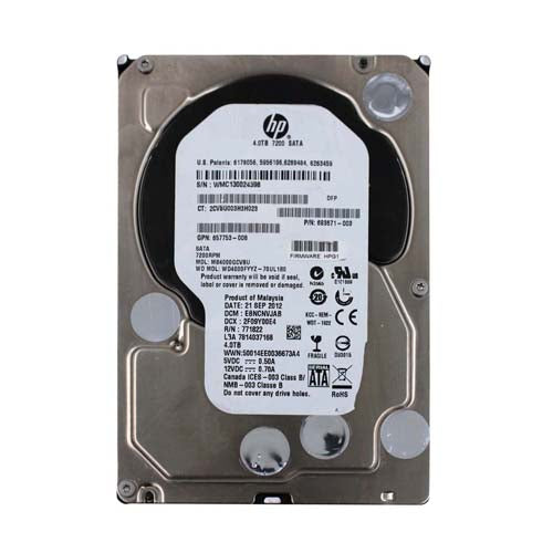 693671-003 HP 4TB 7200RPM SATA 6Gb/s Hot-Swappable 512n 3.5-Inch Midline Hard Drive for ProLiant Servers