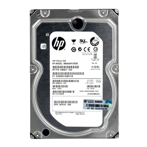 695507-004 HP 4TB 7200RPM SAS 6Gb/s Hot-Pluggable 3.5-Inch Midline Hard Drive for G9 ProLiant Servers