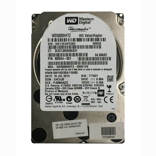 696964-001 HP 500GB 10000RPM SATA 6Gb/s NHS 64MB Cache SFF 3.5-inch Hard Drive with Tray