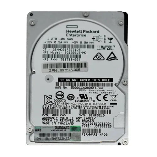 697578-005 HP 1.2TB 10000RPM SAS 6Gb/s 64MB Cache Hot-Swappable Dual Port SFF 2.5-inch Enterprise Hard Drive