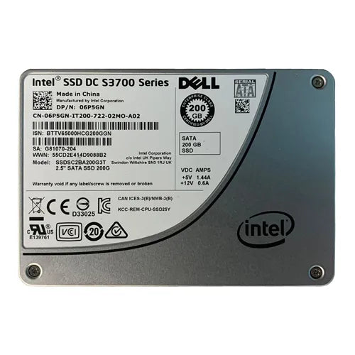 6P5GN Dell 200GB Multi-Level Cell SATA 3Gb/s Hot-Pluggable 2.5-Inch Solid State Drive for PowerEdge Servers