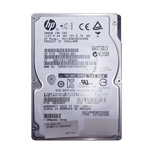 705020-001 HP 300GB 10000RPM SAS 6Gb/s SFF Hot-Swappable Dual Port 2.5-inch Hard Drive