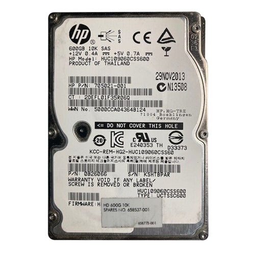 705021-001 HP 600GB 10000RPM SAS 6Gb/s NHP 16MB Cache SFF 2.5-inch Hard Drive