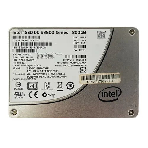 717977-001 HP 800GB Multi-Level Cell SATA 6Gb/s Mainstream Endurance 2.5 - Inch Enterprise Solid State Drive for ProLiant Servers