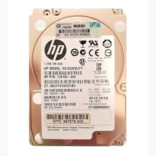 718159-002 HP 1.2TB 10000RPM SAS 6Gb/s Hot-Pluggable Dual Port SFF 2.5-inch Enterprise Hard Drive with Tray for Gen1/7 ProLiant Server