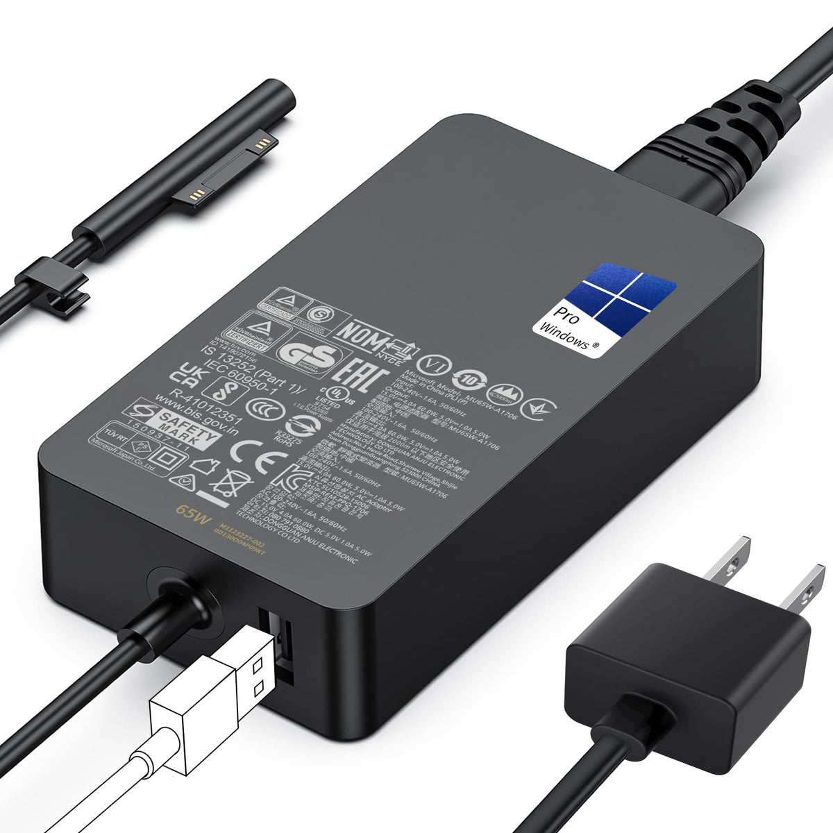 Microsoft - M1123227-002 - Surface 65W Power Adapter ( Magnetic ...
