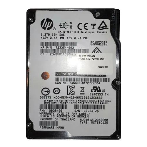 722216-001 HP 1.2TB 10000RPM SAS 6Gb/s 64MB Cache 2.5-inch Hard Drive