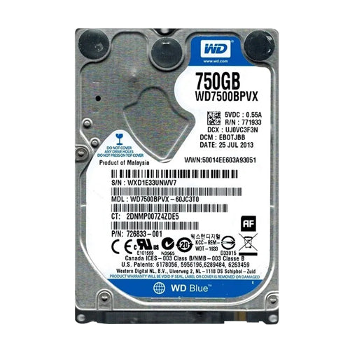 726833-001 HP 750GB 5400RPM SATA 6Gb/s 8MB Cache 2.5-inch Hard Drive