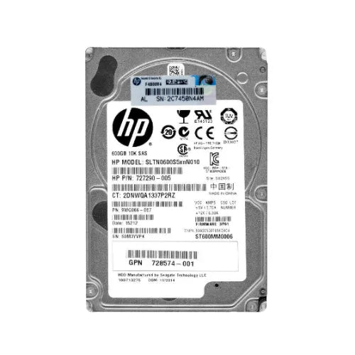 727290-005-NL - HP 600GB 10000RPM SAS 6Gb/s 64MB Cache Hot-Swappable SFF 2.5-Inch Hard Drive with Tray for 3PAR M6710