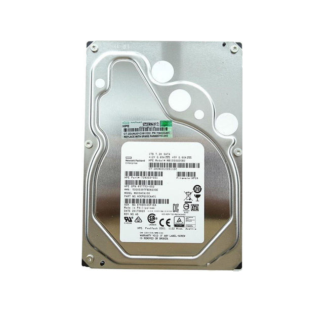 739333-001 HP 1TB 7200RPM SATA 6Gb/s LFF Hot-Pluggable 3.5-inch Midline Hard Drive with Smart Carrier for Gen8/9 ProLiant Server/Storage Array