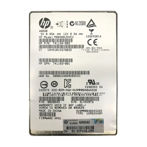 741134-002 HP MSA 400GB SAS 12Gb/s Mainstream Endurance Hot-Swappable 2.5-Inch Enterprise Solid State Drive for ProLiant Servers