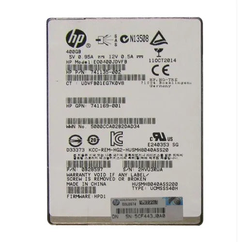 741135-002 HP 400GB SAS 12Gb/s Hot-Swappable 2.5-Inch Enterprise Solid State Drive for ProLiant Servers