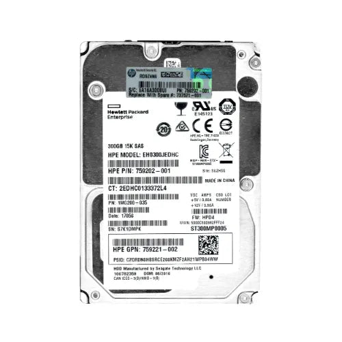 759202-001-GEN - HP 300GB 15000RPM SAS 12Gb/s Hot-Pluggable SFF 2.5-Inch Hard Drive For HP G8 G9 ProLiant Server