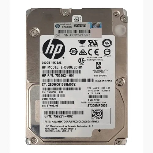 759202-001 HP 300GB 15000RPM SAS 12Gb/s Hot-Pluggable SFF 2.5-Inch Hard Drive for G8 G9 Proliant