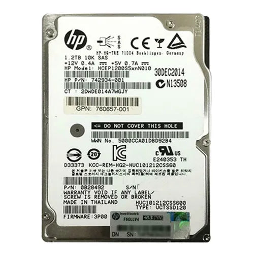 760657-001 HP 1.2TB 10000RPM SAS 6Gb/s Hot-Swappable Dual Port SFF 2.5-inch Hard Drive with Tray for StoreServ 7000