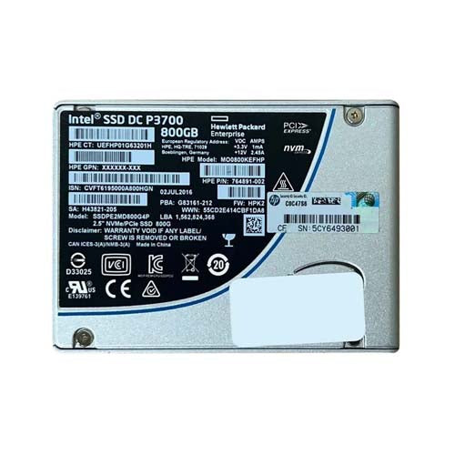 764891-002 HP 800GB Multi-Level Cell PCI Express NVMe Hot-Pluggable Solid State Drive for 	Proliant