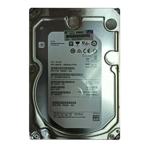 765266-004 HP 6TB 7200RPM SAS 12Gb/s 128MB Cache (512e) 3.5-inch Midline Hard Drive