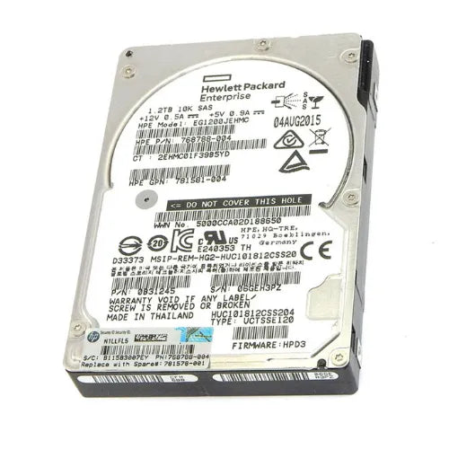 781578-001-NL - HP 1.2TB 10000RPM SAS 12Gb/s Hot-Pluggable SFF 2.5-inch Enterprise Hard Drive with Smart Carrier for Gen8/9 ProLiant Server
