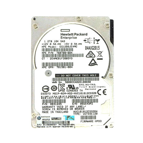 781578-001 HP 1.2TB 10000RPM SAS 12Gb/s Hot-Pluggable SFF 2.5-inch Enterprise Hard Drive with Smart Carrier for Gen8/9 ProLiant Server