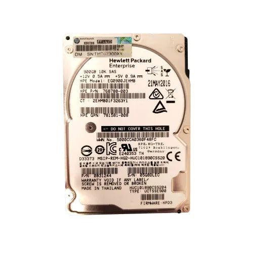 781581-008-RFB - HP 900GB 10000RPM SAS 12Gb/s Hot-Pluggable (512n) SFF 2.5-Inch Enterprise Hard Drive with Smart Carrier for Gen8/10 ProLiant Server