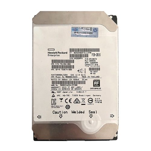 791394-002 HP 8TB 7200RPM SAS 12Gb/s Midline 512e 3.5-inch Hard Drive