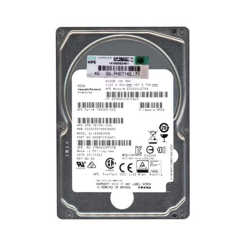 796365-002 HP 600GB 10000RPM SAS 12Gb/s Hot Pluggable 2.5-Inch Hard Drive for SAN Storage Array
