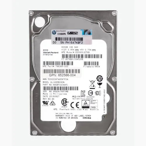 796365-003 HP 900GB 10000RPM SAS 12Gb/s Hot-Pluggable (512n) SFF 2.5-inch Enterprise Hard Drive with Smart Carrier for Gen8/10 ProLiant Server