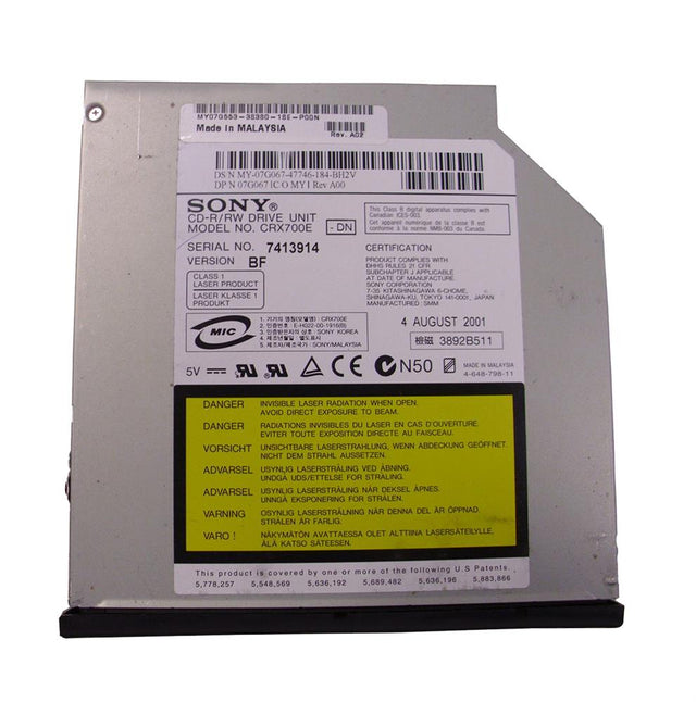 7G067 Dell 8x CD-R/RW Slimline Internal Optical Drive for Inspiron 8200 and Latitude C840