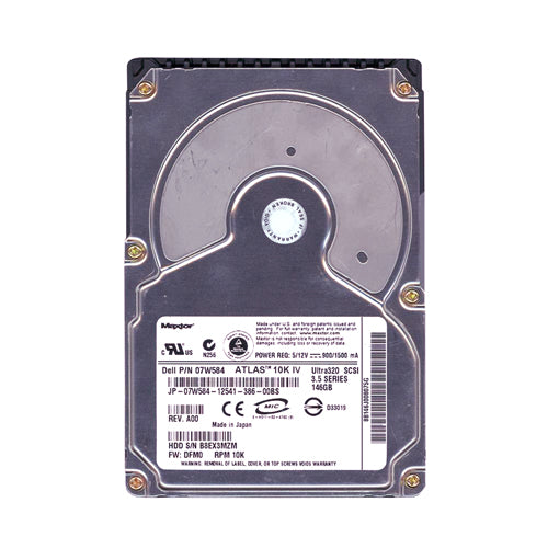 7W584 Dell 146GB 10000RPM Ultra320 SCSI Hot-Pluggable 8MB Cache 3.5-Inch Hard Drive with Tray for PowerEdge Server & PowerVault Storage Array