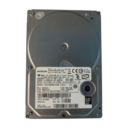 7U504-DEL - Dell 500GB 7200RPM SATA 3Gb/s Hot-Pluggable 16MB Cache 512n 3.5-Inch Hard Drive with Tray for PowerEdge Server & PowerVault Storage Array