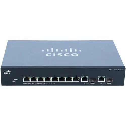 SF302-08PP-K9 Cisco 8-Ports 10/100 PoE+ Managed Network Switch
