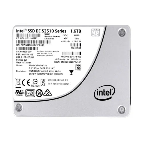 804574-006 HP 1.6TB SATA 6Gb/s Hot-Pluggable Read Intensive Enterprise Solid State Drive with 3.5-Inch Hybrid Carrier for ProLiant Servers