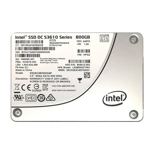 804612-003 HP 800GB Multi-Level Cell SATA 6Gb/s Hot Swappable Mixed Use-2 SFF 2.5-Inch Solid State Drive with Smart Carrier for ProLiant Server BL465c Gen9