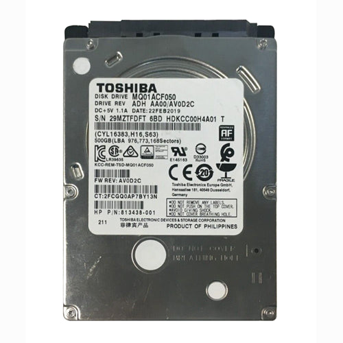 813438-001 HP 500GB 7200RPM SATA 6Gb/s NHP 16MB Cache 2.5-inch Hard Drive