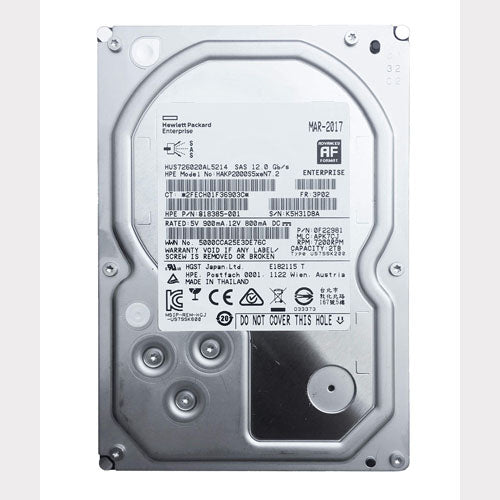 818385-001 HP 3Par Storeserv 8000 2TB 7200RPM SAS12Gb/s 3.5-Inch Hard Drive