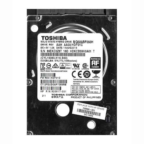 820917-001 HP 500GB 5400RPM SATA 6Gb/s 8GB NAND 64MB Cache 2.5-inch Hybrid Hard Drive