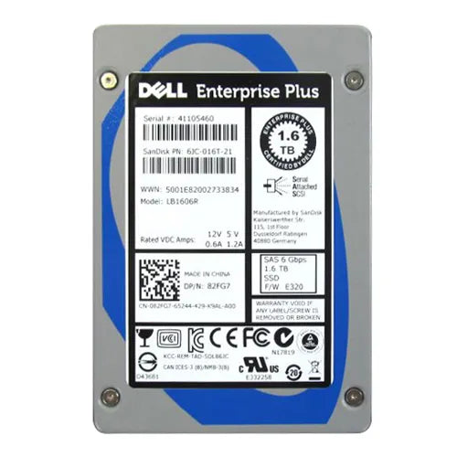 82FG7 Dell 1.6TB Multi-Level Cell SAS 6Gb/s Hot-Pluggable 2.5-Inch Solid State Drive for PowerEdge Servers