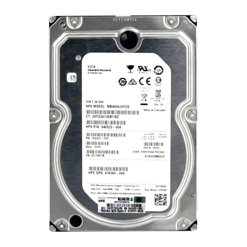 846523-004 HP 4TB 7200RPM SAS 12Gb/s Hot-Pluggable (512n) LFF 3.5-inch Midline Hard Drive with Low Profile Carrier for Gen10/11 ProLiant Server