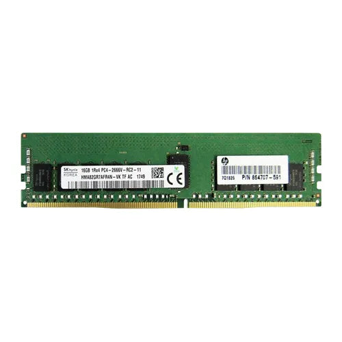 864707-591 HP 16GB DDR4-2666MHz PC4-21300 ECC Registered RDIMM CL19 1Rx4 1.2V 288-Pin Memory Module
