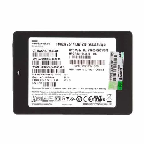 866615-002 HP 480GB SATA 6Gb/s Read Intensive 2.5-inch Solid State Drive
