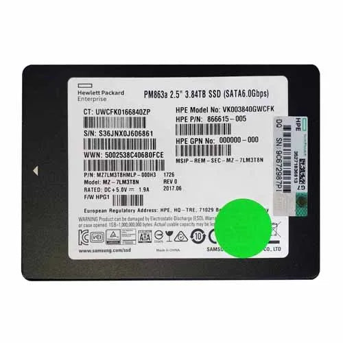 866615-005 HP 3.84TB SATA 6Gb/s Read Intensive 2.5-inch Solid State Drive