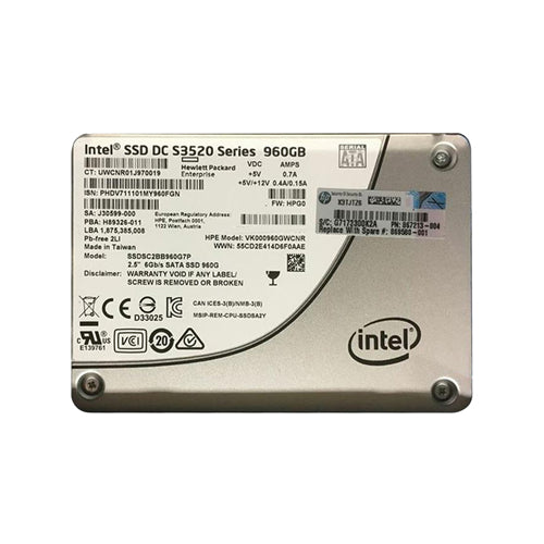869580-001 HP 960GB SATA 6Gb/s Hot-Pluggable Read Intensive 2.5-Inch Enterprise Solid State Drive for ProLiant Server and Storage Array