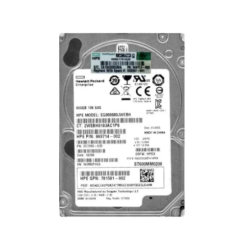 869714-002-1 - HP 600GB 10000RPM SAS 12Gb/s Hot Pluggable 2.5-Inch Hard Drive for SAN Storage Array