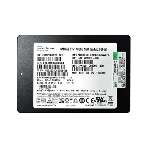 870053-002-NL-HP 400GB 2.5 inch  6Gb/s SATA Solid State Drive