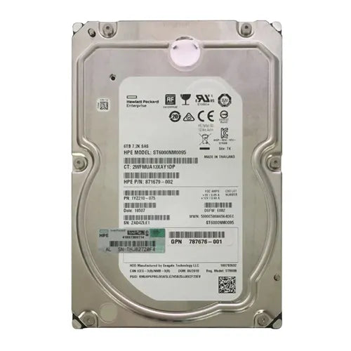 871679-002 HP 6TB 7200RPM SAS 12Gb/s LFF 3.5-inch Midline Hard Drive with Tray