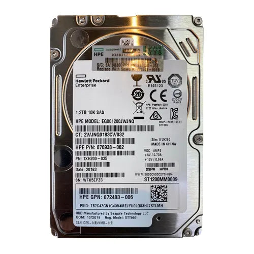 872483-006 HP 1.2TB 10000RPM SAS 12Gb/s Hot-Pluggable SFF 2.5-inch Hard Drive with Tray for ProLiant Server