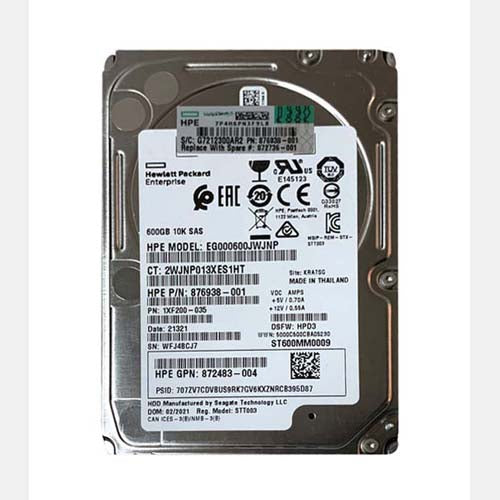 872736-001 HP 600GB 10000RPM SAS 12Gb/s (512e) Hot-Pluggable SFF 2.5-inch Enterprise Hard Drive with Smart Carrier for Gen8/10 ProLiant Server/Storage Array