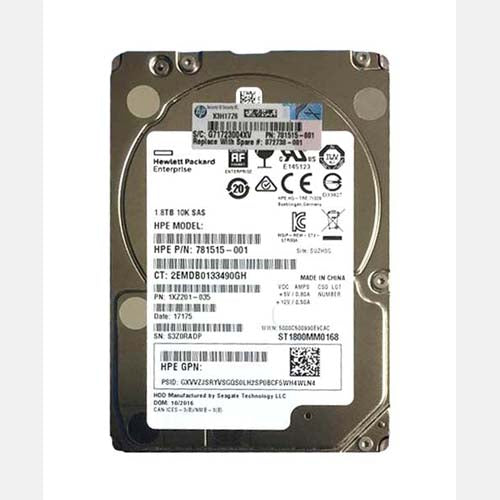 872738-001 HP 1.8TB 10000RPM SAS 12Gb/s Hot Pluggable 512e SFF 2.5-Inch Enterprise Hard Drive with Hot Pluggable Smart Carrier for ProLiant BL465c Gen9